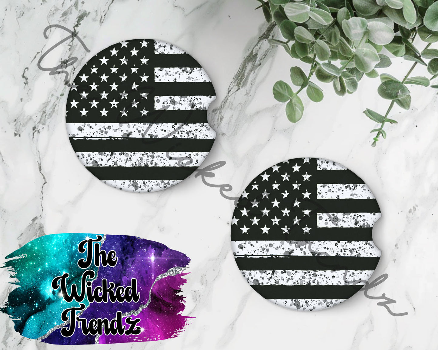 American Flag Black and White America Car Coaster Coasters Cup Holder Car Accessories