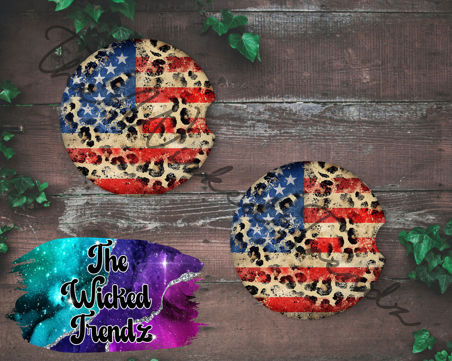 American Flag Leopard Print America Car Coaster Coasters Cup Holder Car Accessories