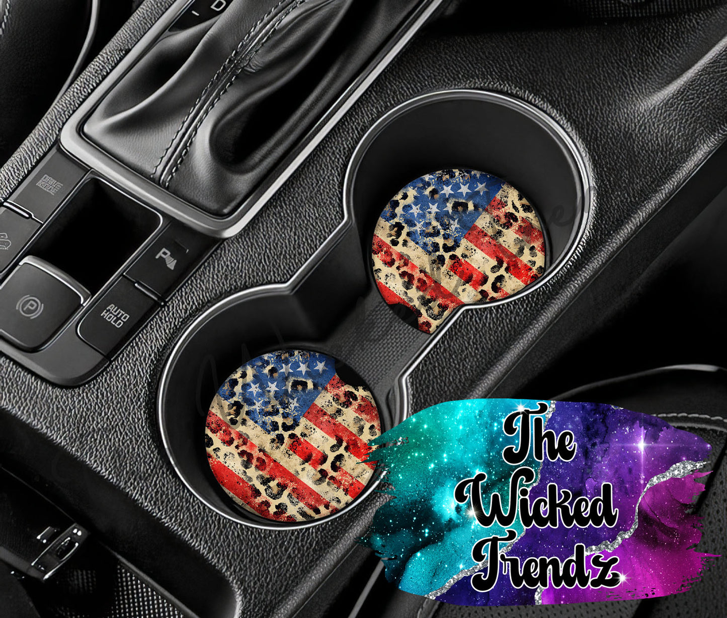 American Flag Leopard Print America Car Coaster Coasters Cup Holder Car Accessories