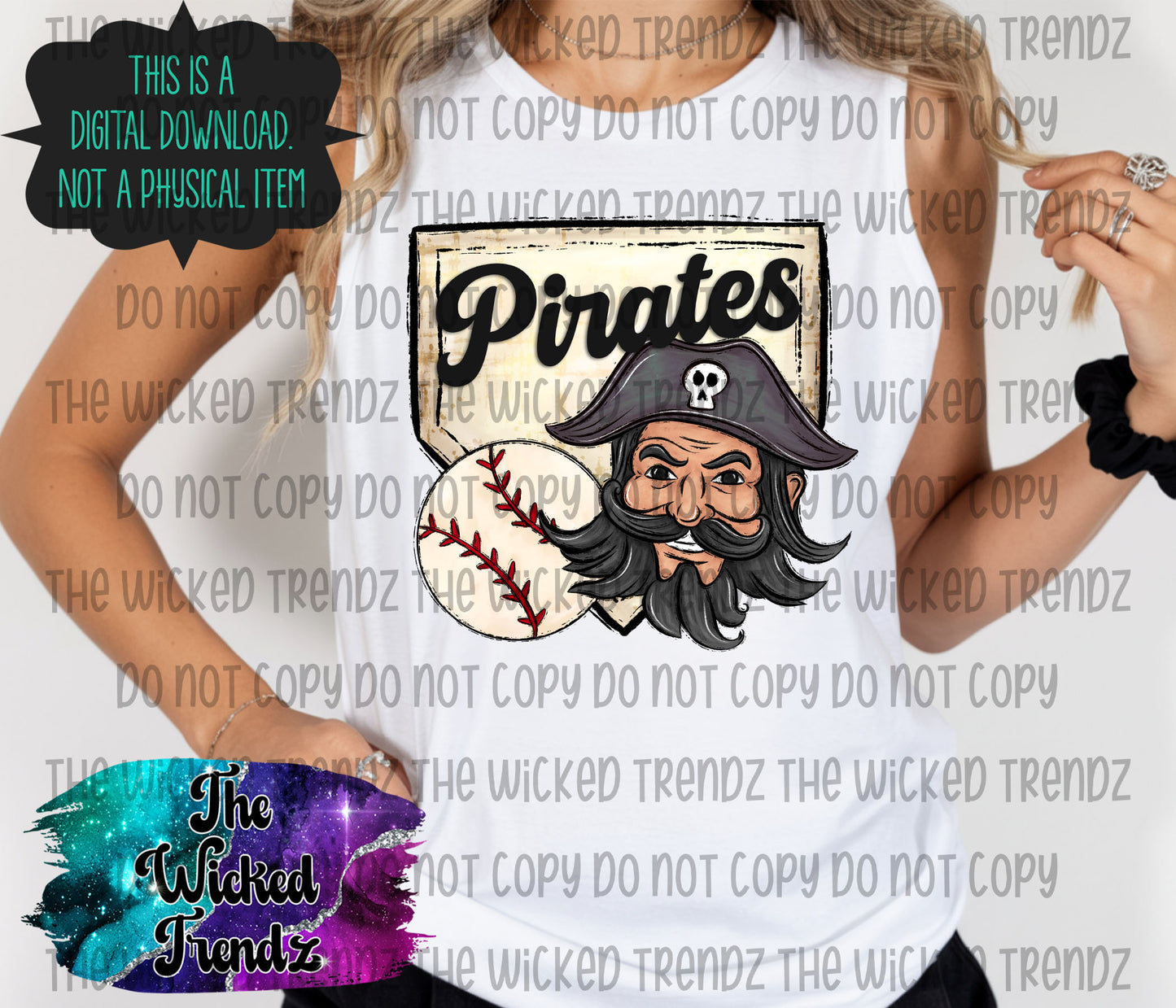 Pirates Mascot Baseball Team Digital Design