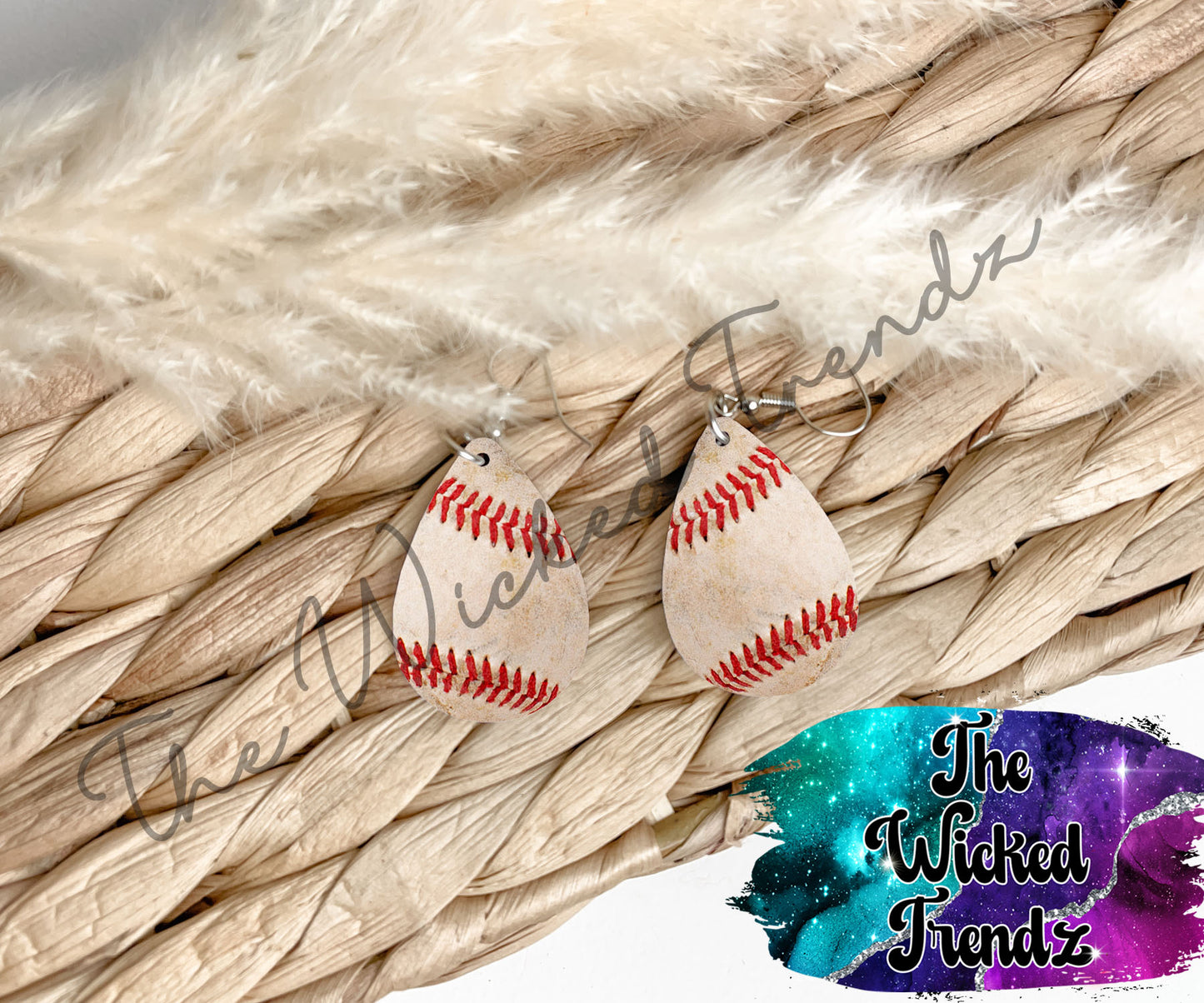 Baseball Ball Mom Mama T-Ball Baseball Season Dangle Earrings Tear Drop Earring Lightweight Earrings