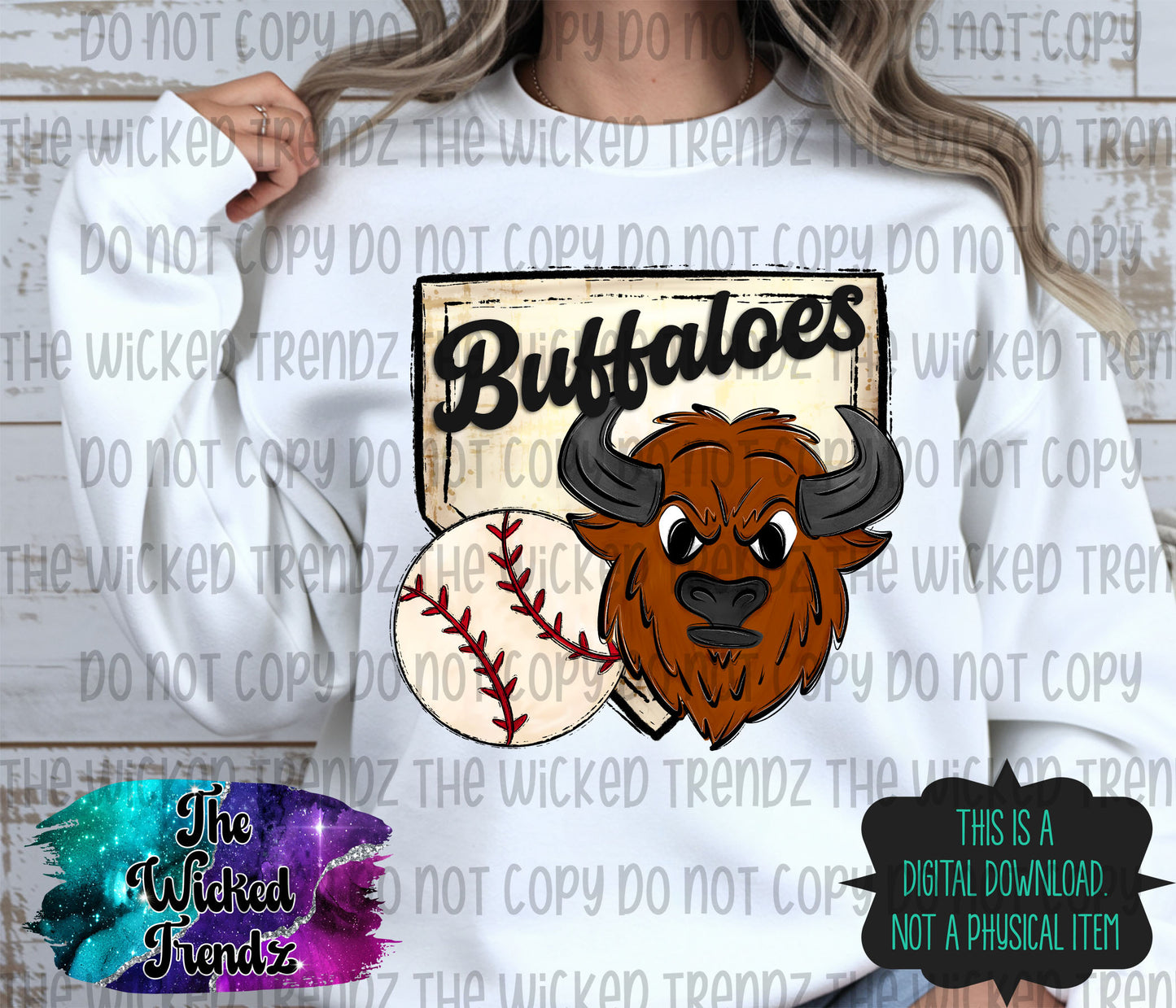 Buffaloes Mascot Baseball Team Digital Design