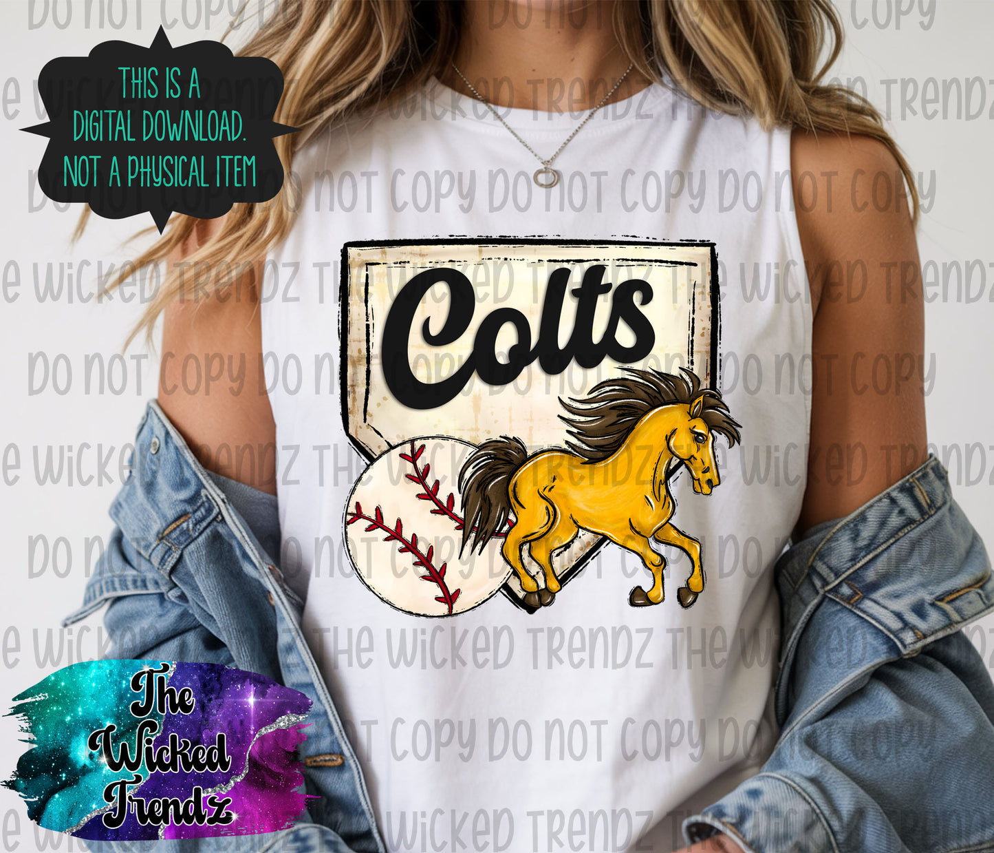 Colts Mascot Baseball Team Digital Design