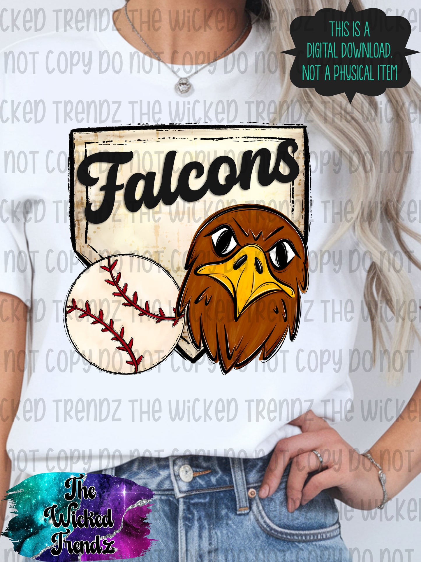 Falcons Mascot Baseball Team Digital Design