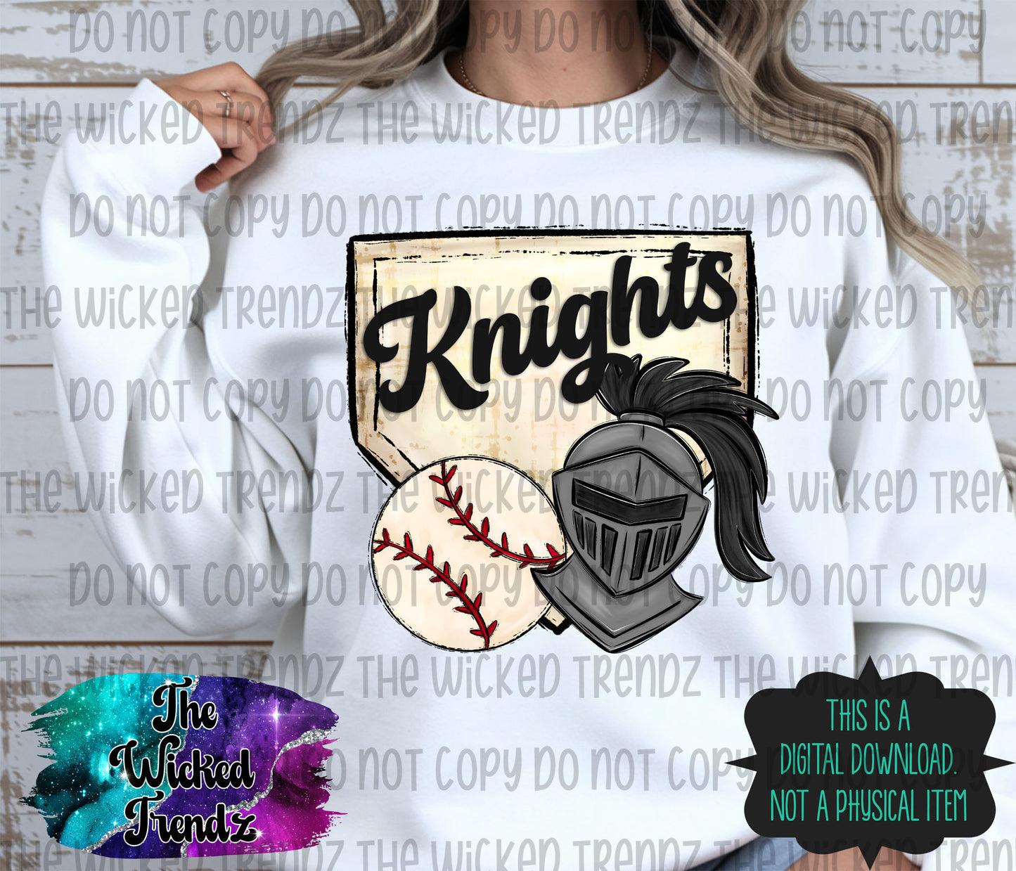 Knights Mascot Baseball Team Digital Design