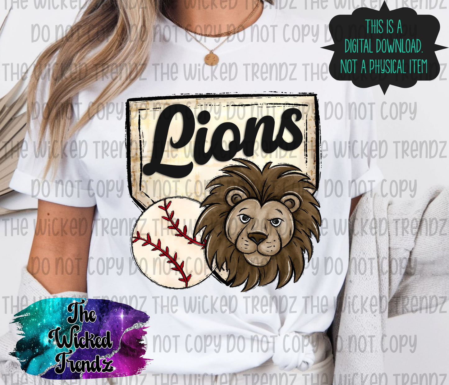 Lions Mascot Baseball Team Digital Design