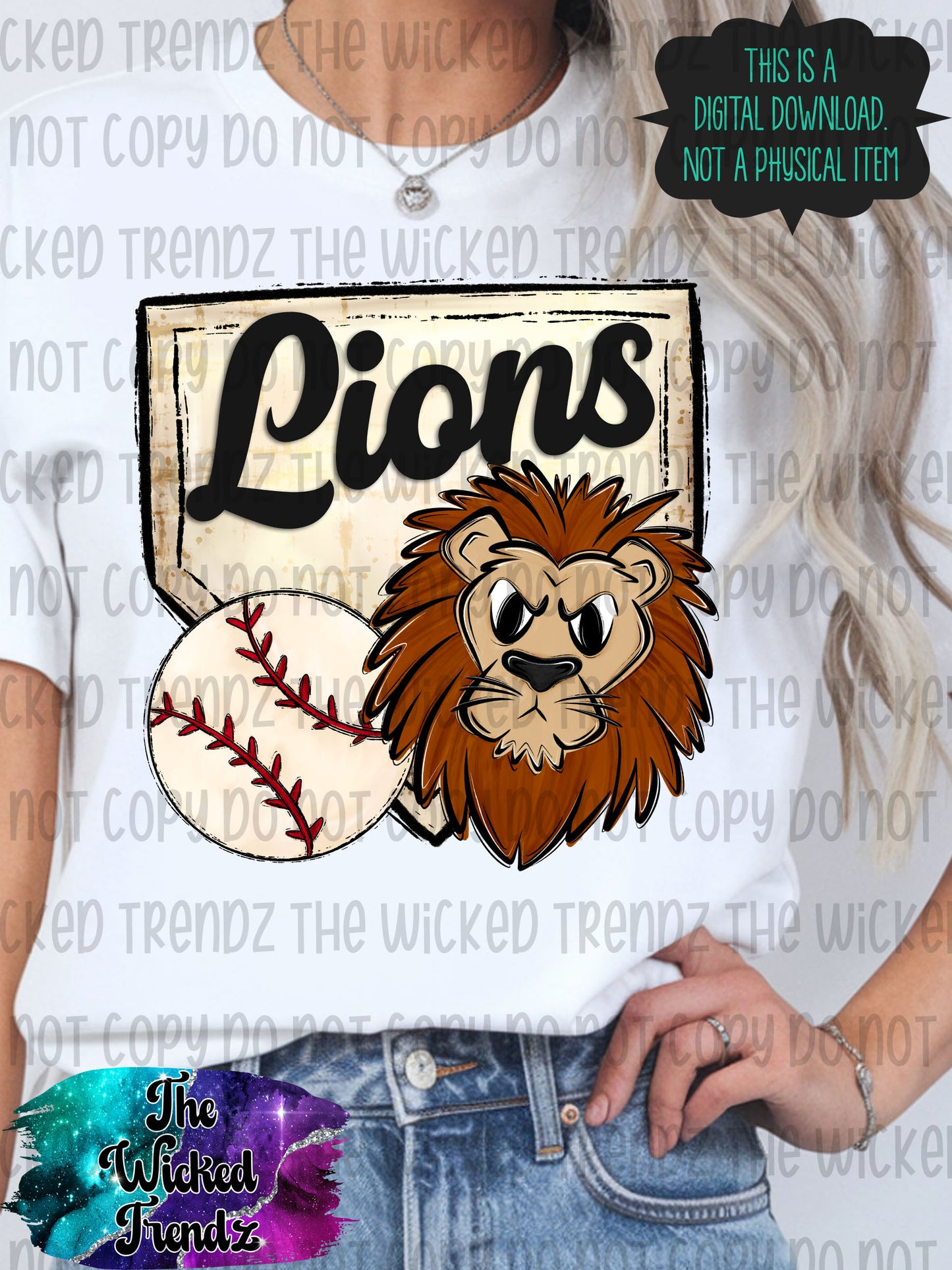 Lions Mascot Baseball Team Digital Design
