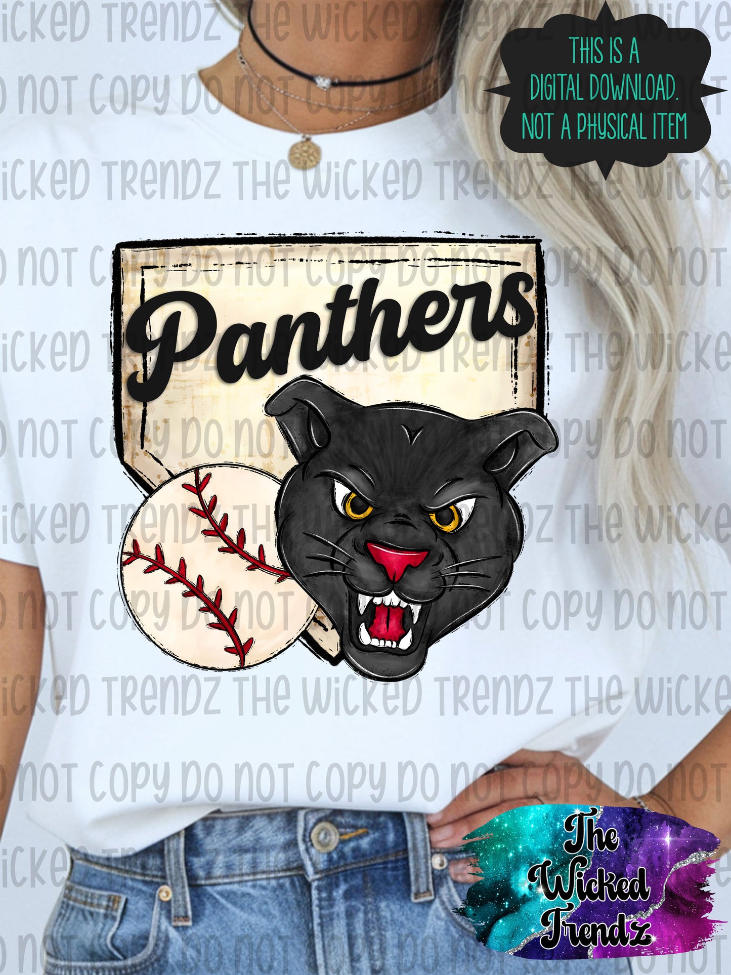 Panthers Mascot Baseball Team Digital Design
