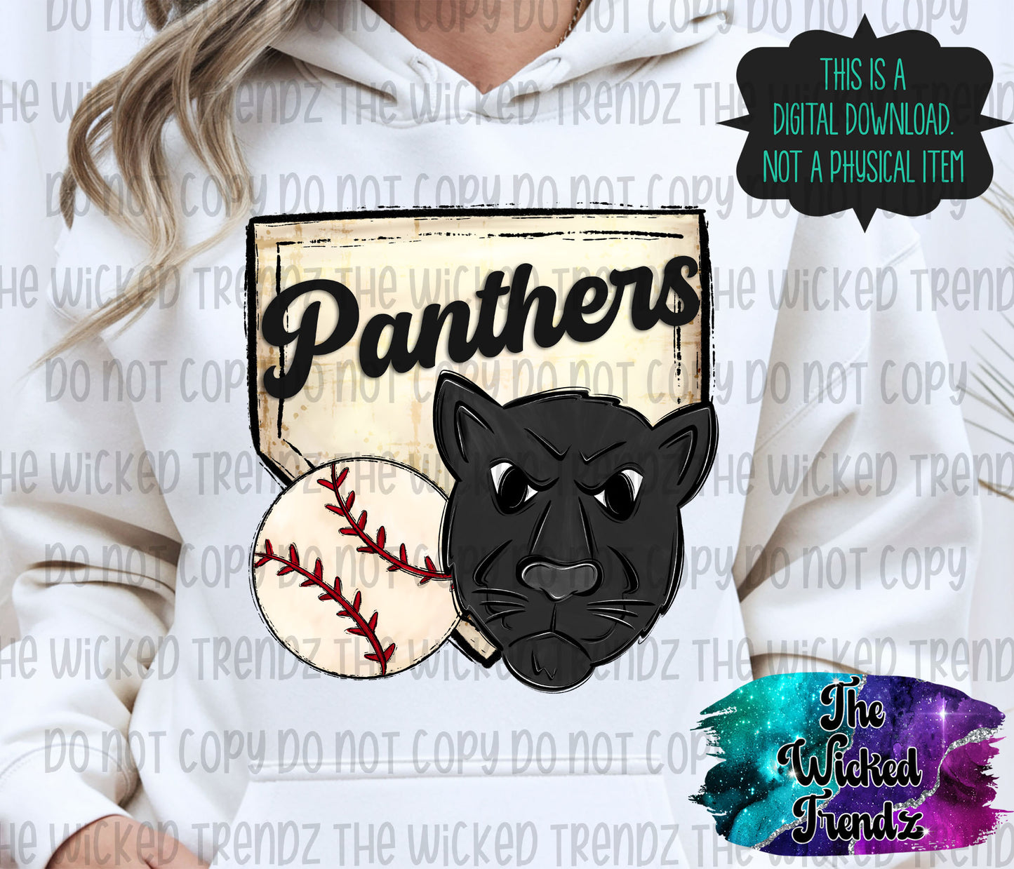 Panthers Mascot Baseball Team Digital Design