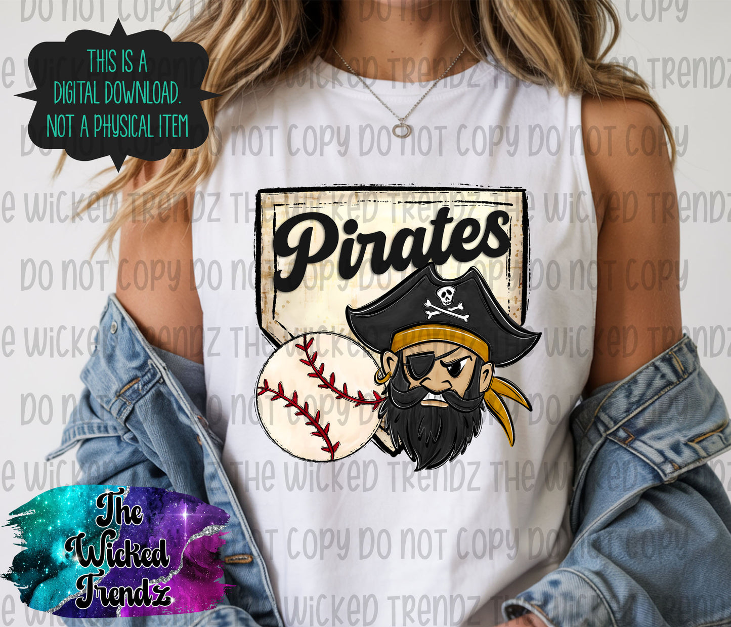 Pirates Mascot Baseball Team Digital Design