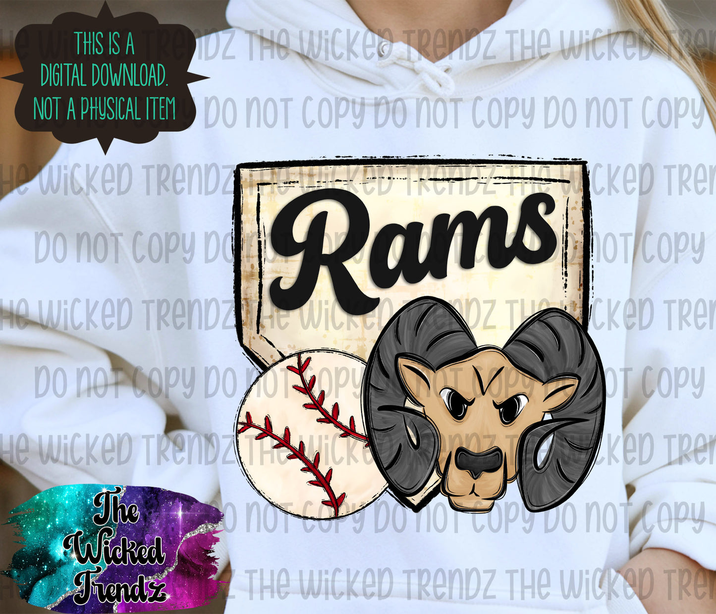 Rams Mascot Baseball Team Digital Design