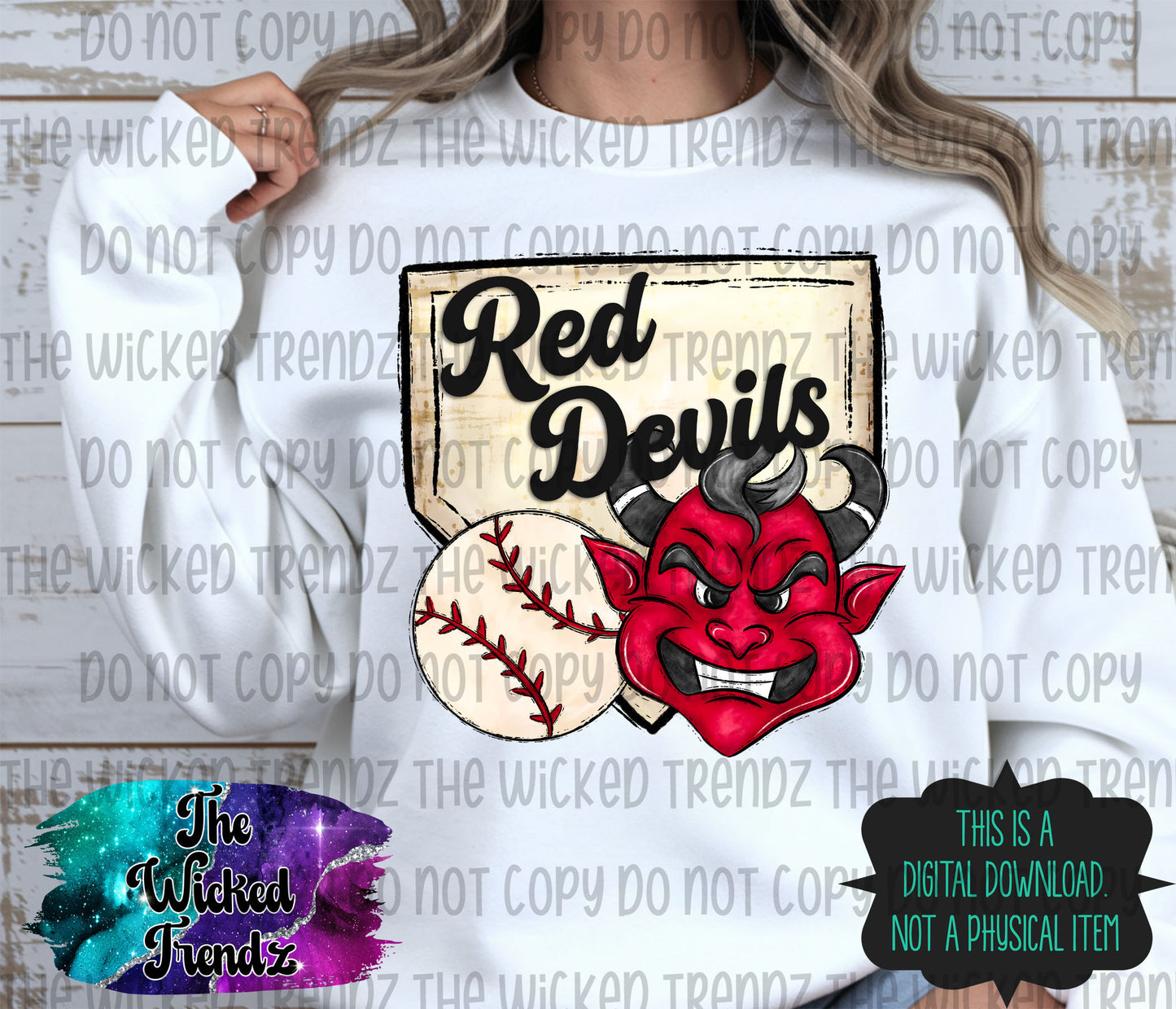 Red Devils Mascot Baseball Team Digital Design