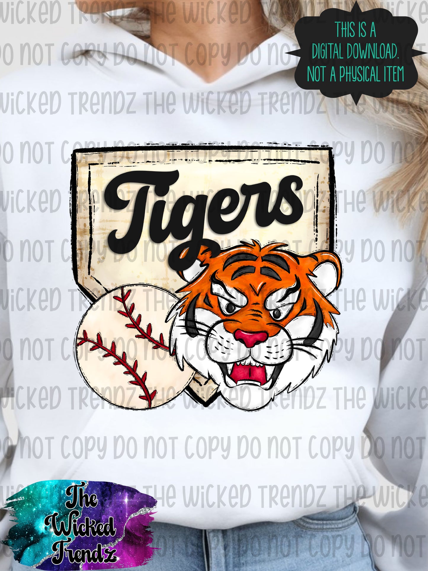 Tigers Mascot Baseball Team Digital Design