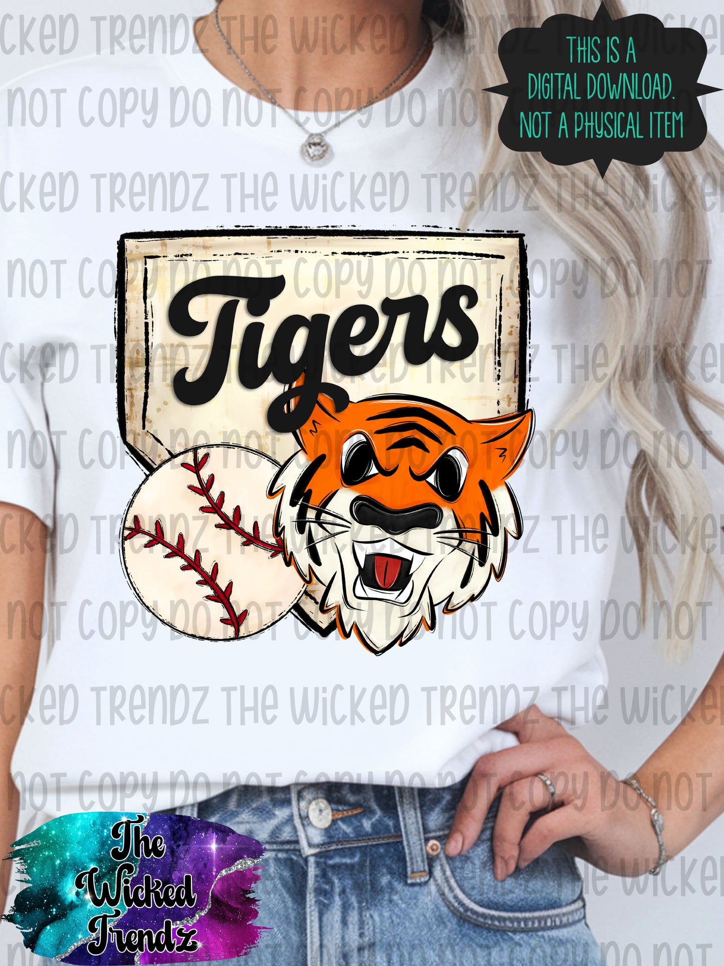 Tigers Mascot Baseball Team Digital Design