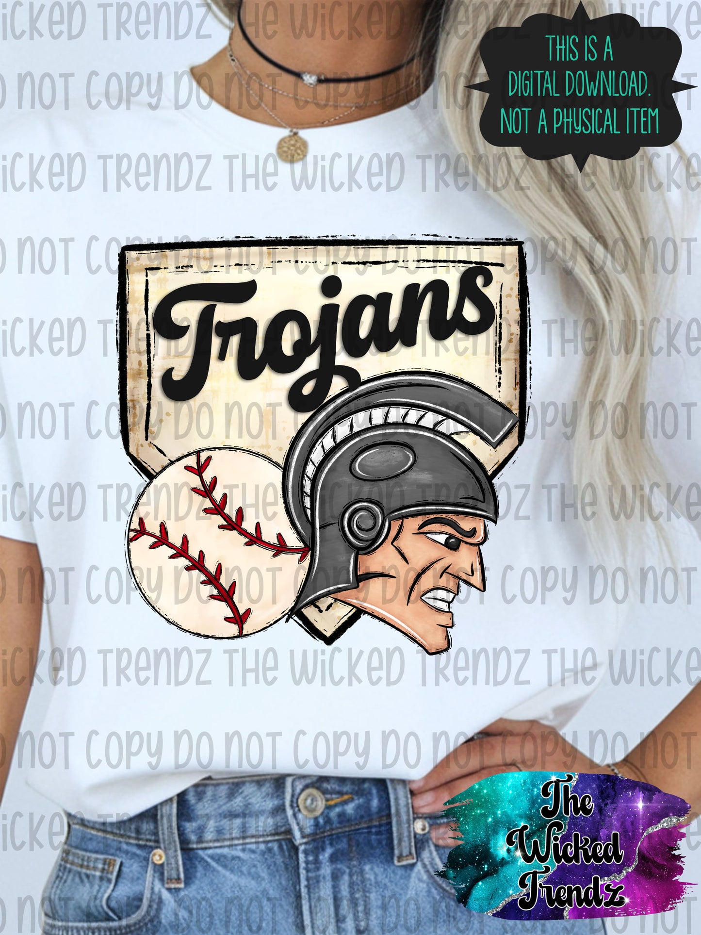 Trojans Mascot Baseball Team Digital Design