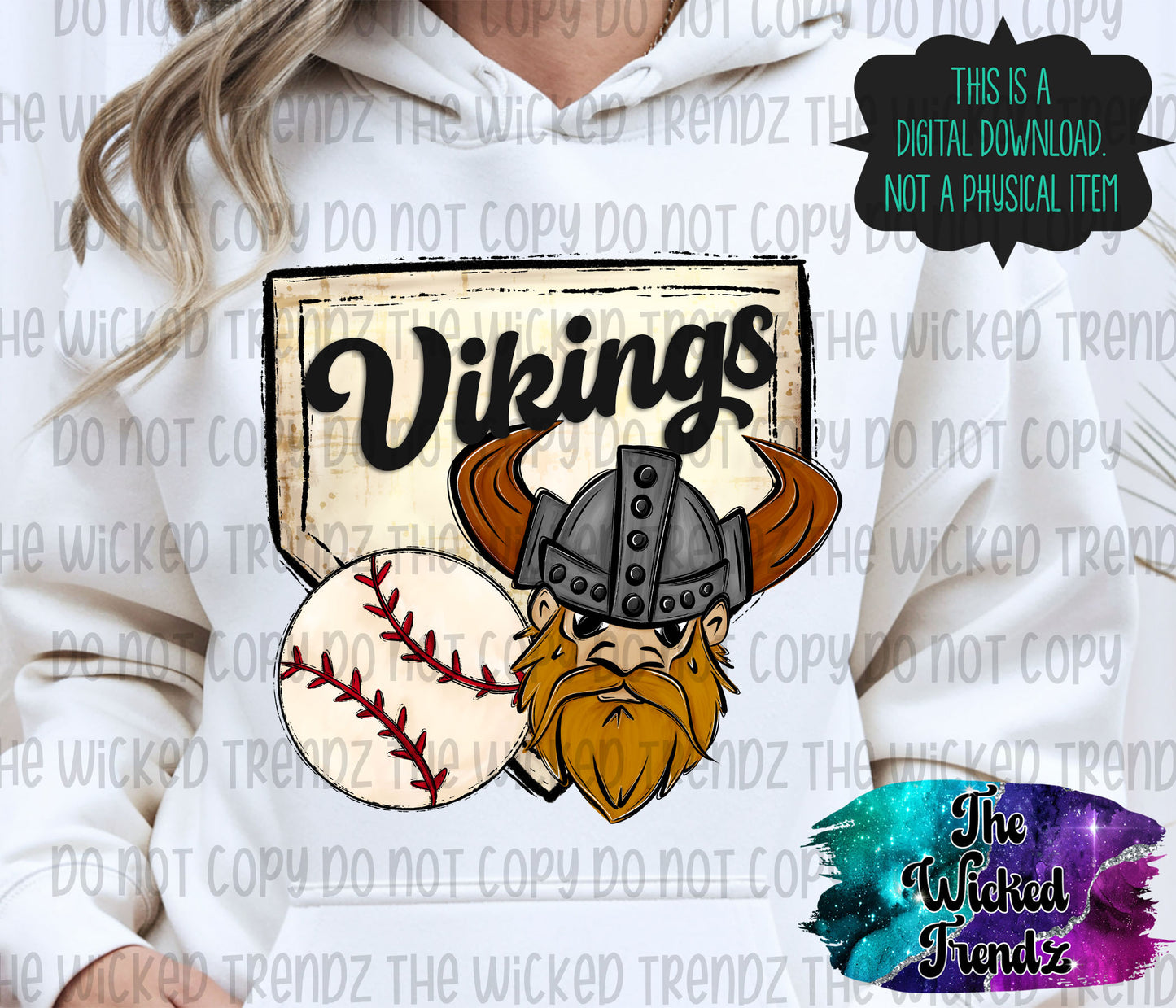 Vikings Mascot Baseball Team Digital Design