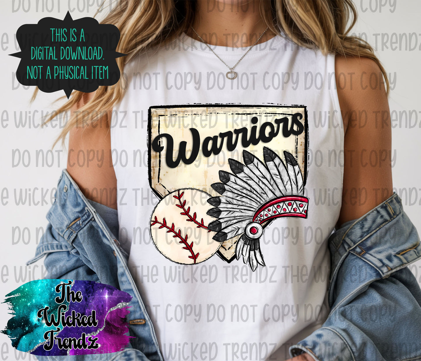 Warriors Mascot Baseball Team Digital Design
