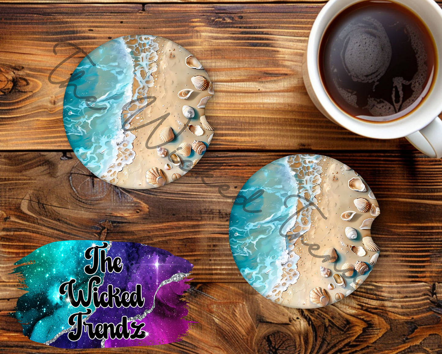 Beach Ocean Tropical Vacation Car Coaster Coasters Cup Holder Car Accessories