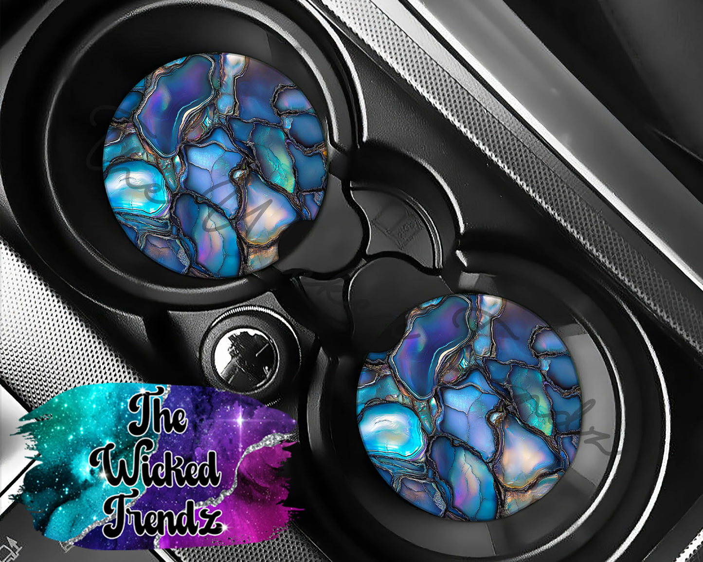 Blue Geode Marble Pattern Agate Car Coaster Coasters Cup Holder Car Accessories