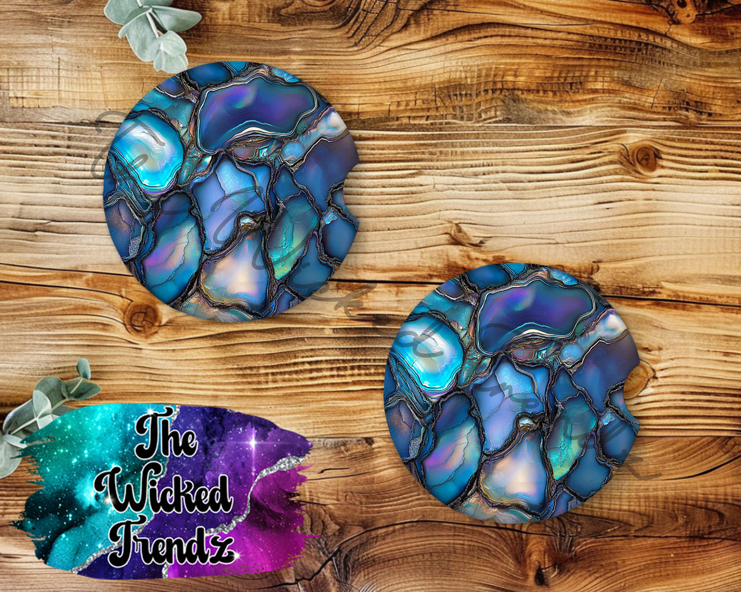 Blue Geode Marble Pattern Agate Car Coaster Coasters Cup Holder Car Accessories