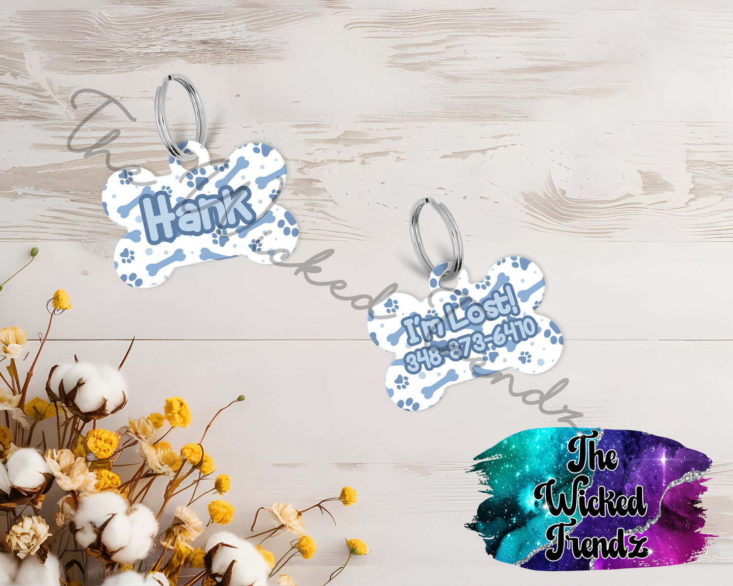 Paw Prints Blue Green Purple Puppy Pet ID Dog Tag Personalized Custom Dog Name Phone Number