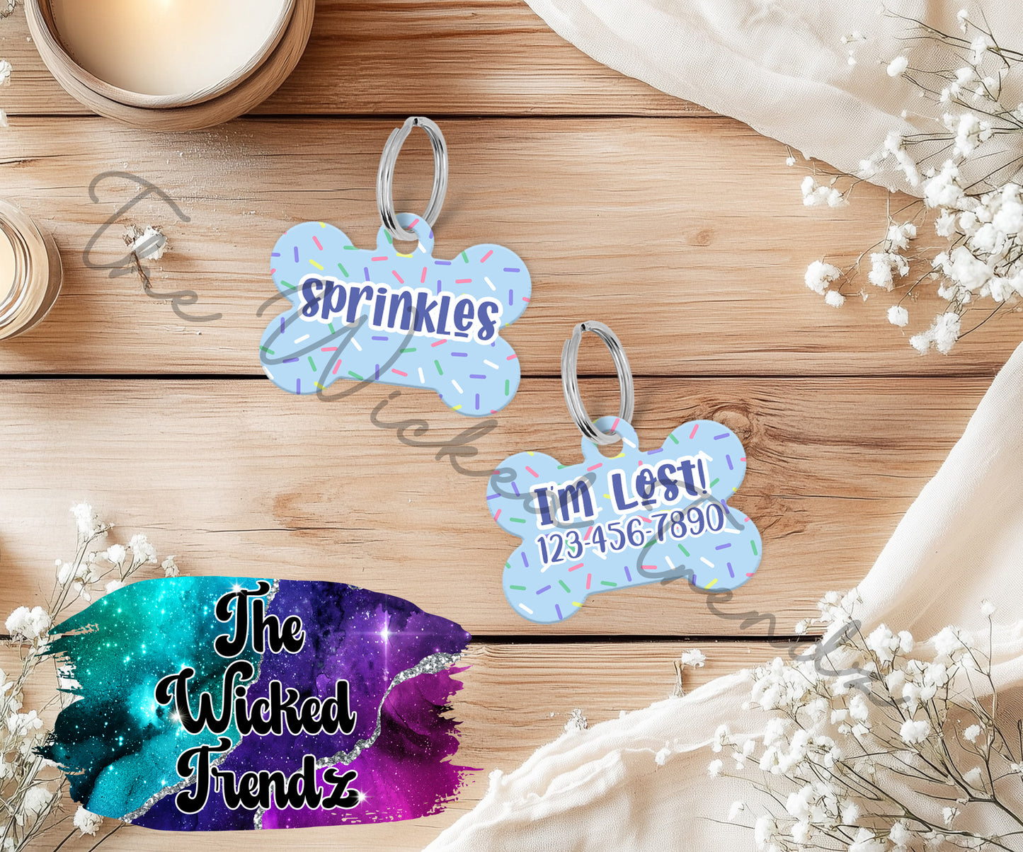 Sprinkles Cute New Dog Puppy Pet ID Dog Tag Personalized Custom Dog Name Phone Number