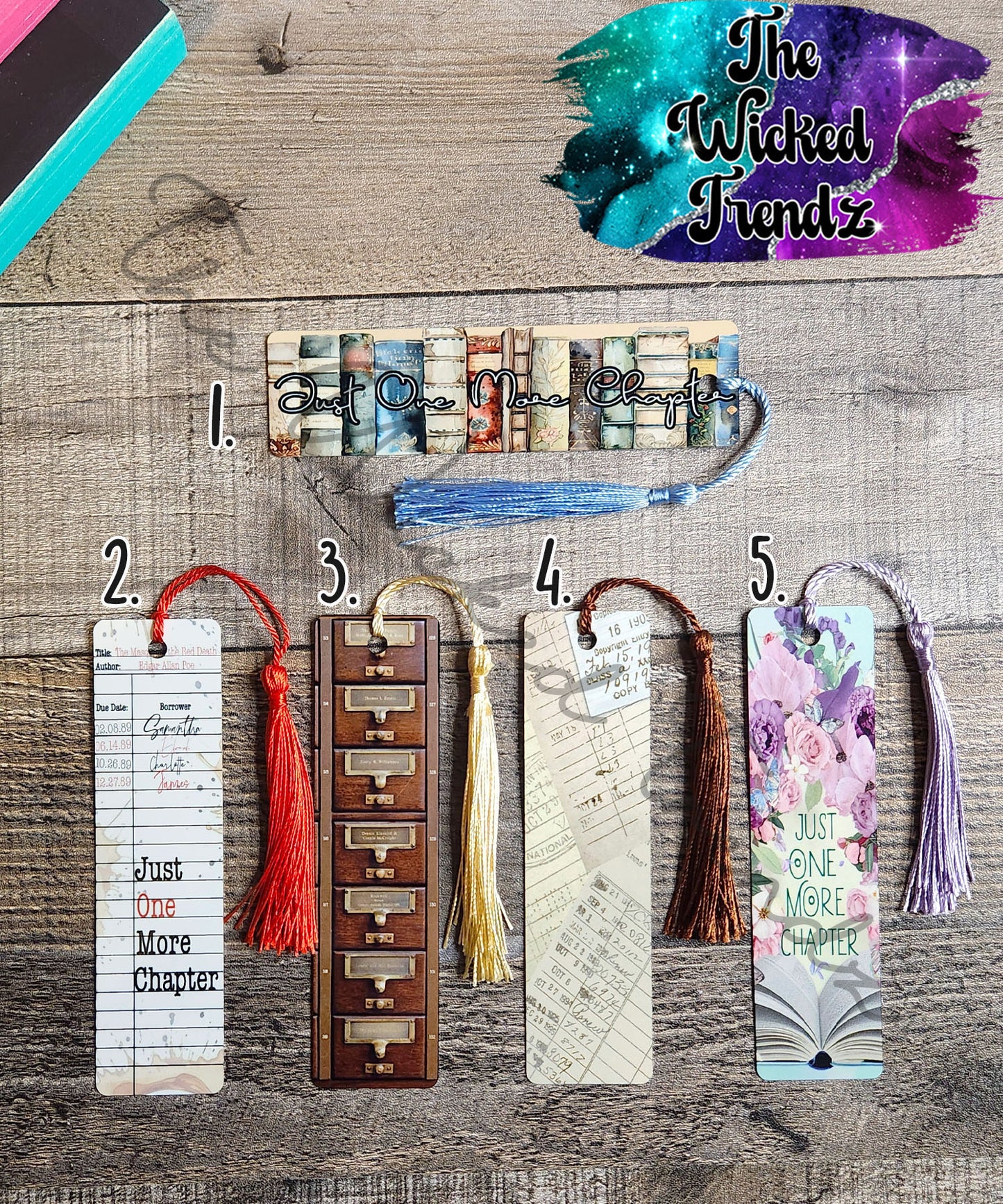 Library Card Catalog One More Chapter Floral Metal Bookmark Library Reading Gift