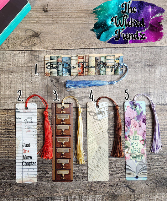 Library Card Catalog One More Chapter Floral Metal Bookmark Library Reading Gift