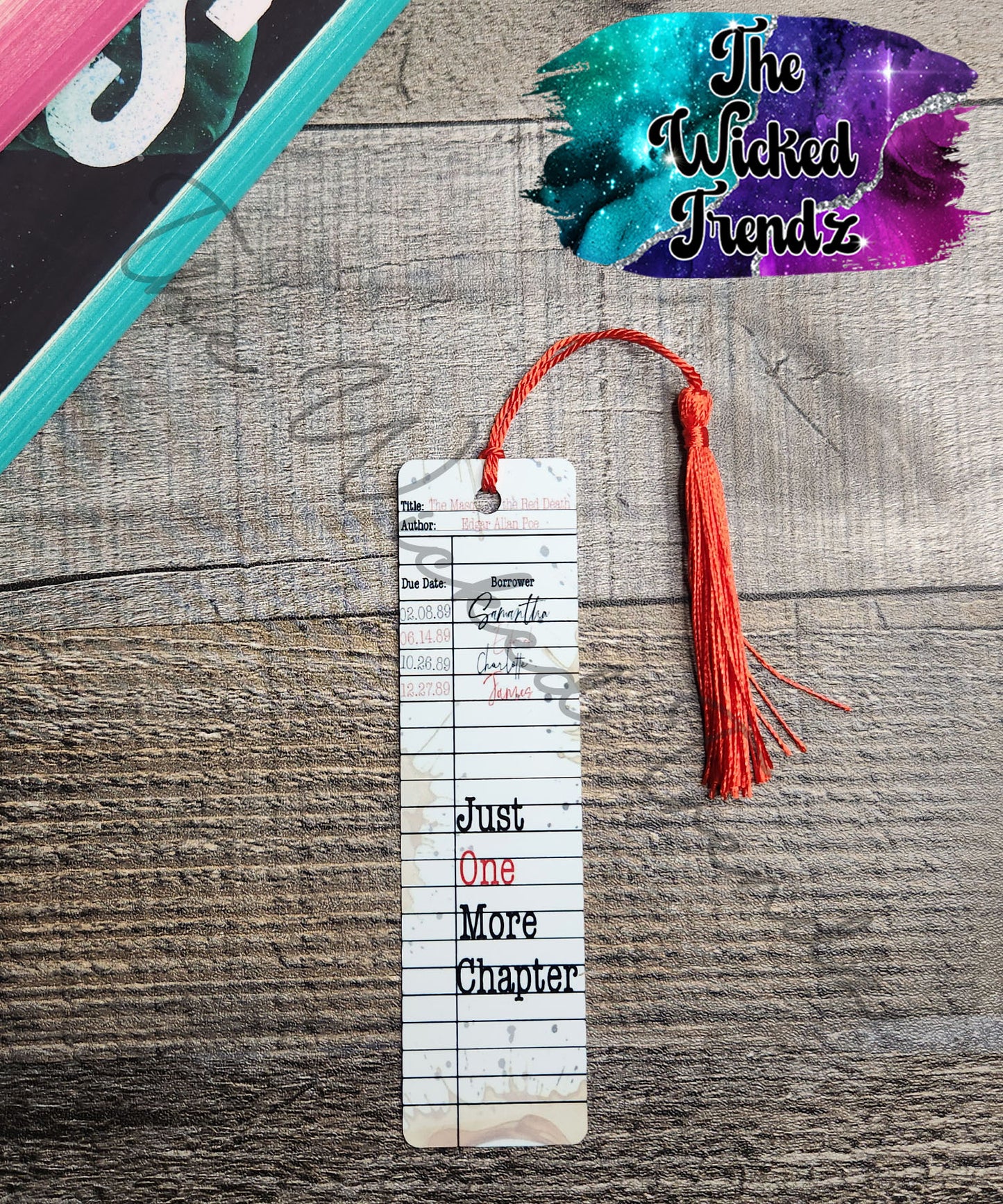 Library Card Catalog One More Chapter Floral Metal Bookmark Library Reading Gift