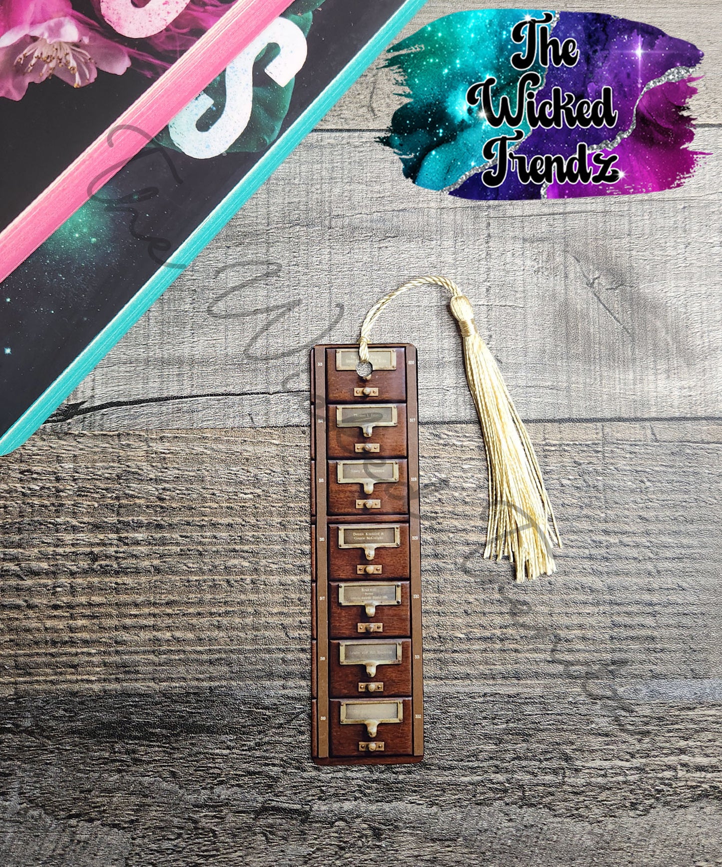 Library Card Catalog One More Chapter Floral Metal Bookmark Library Reading Gift