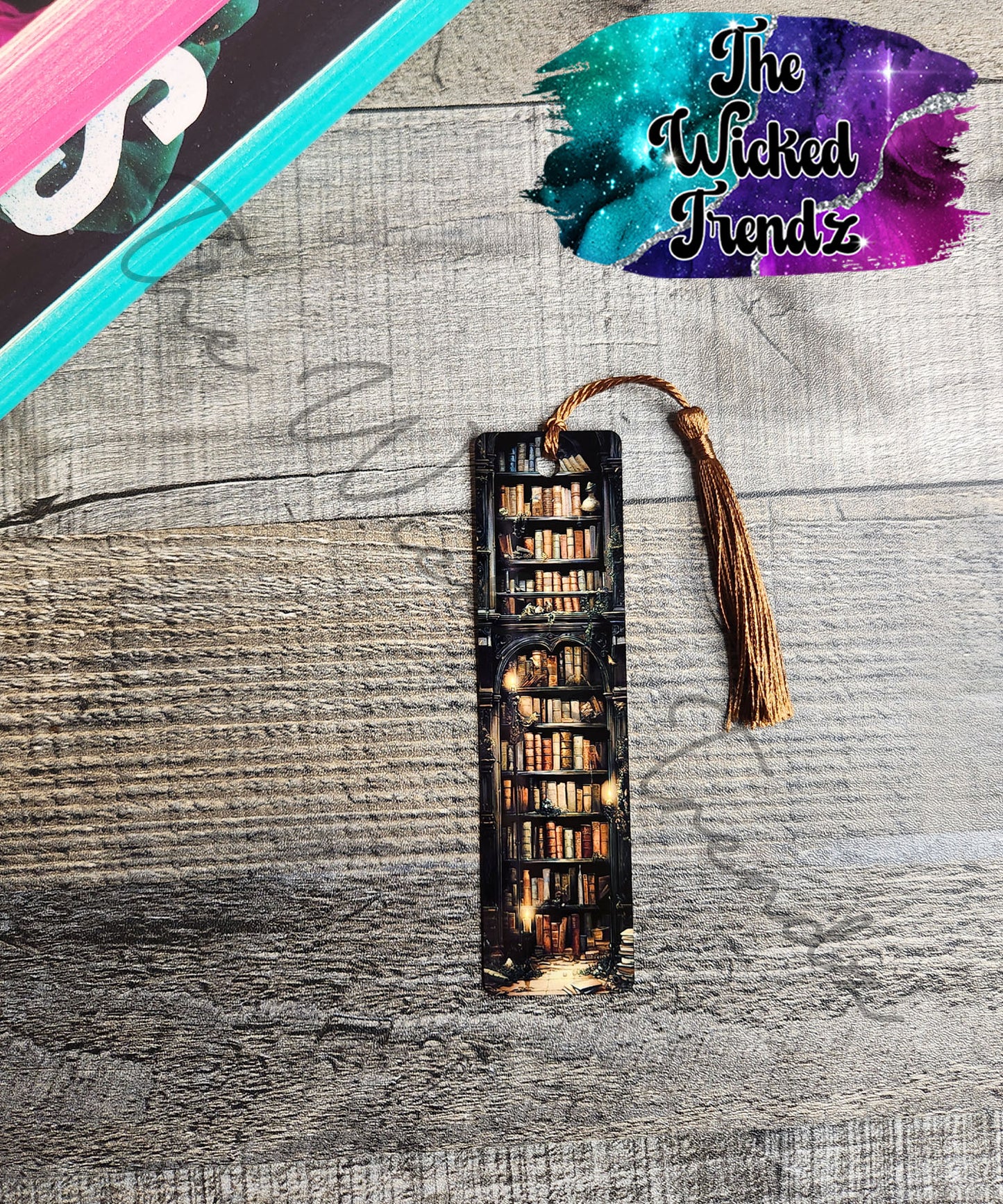 Library Fantasy Bookshelves Metal Bookmark Library Reading Gift