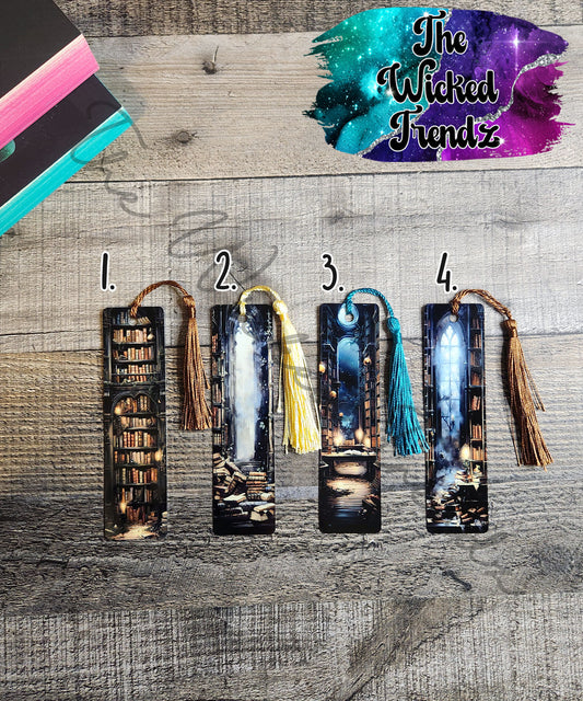Library Fantasy Bookshelves Metal Bookmark Library Reading Gift