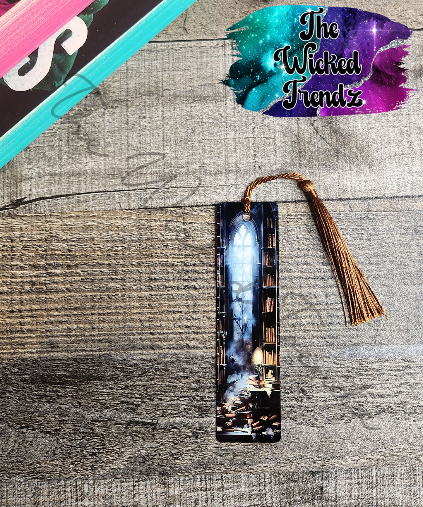 Library Fantasy Bookshelves Metal Bookmark Library Reading Gift