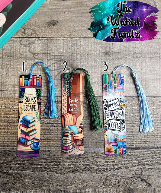 Reading Is My Escape Books and Coffee Metal Bookmark Library Reading Gift