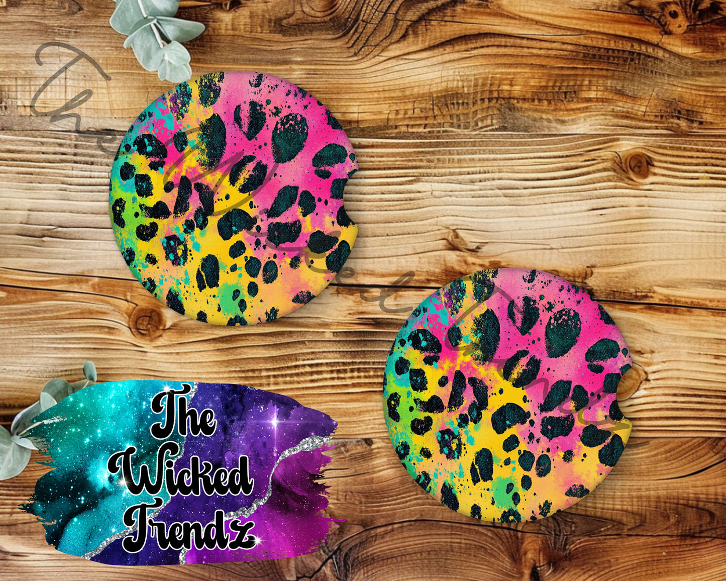 Bright Colors 90s Leopard Print Pink Car Coaster Coasters Cup Holder Car Accessories