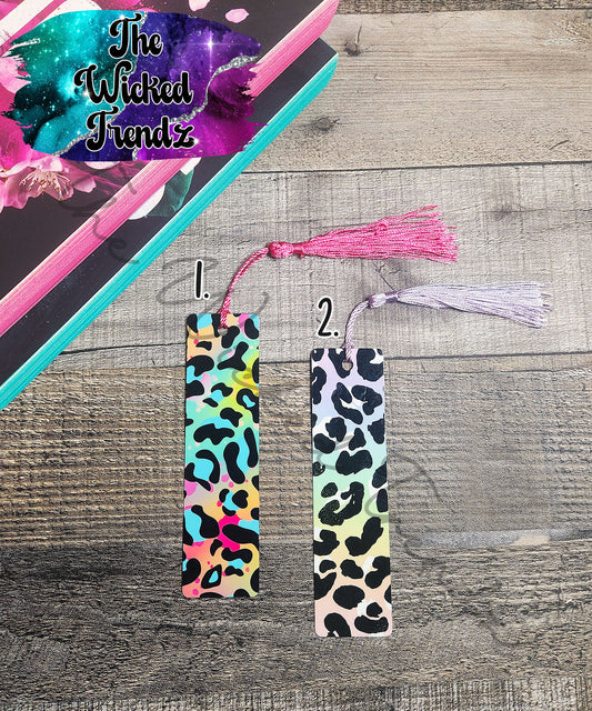 Bright Colored Leopard Print Pastel Metal Bookmark Library Reading Gift 90s