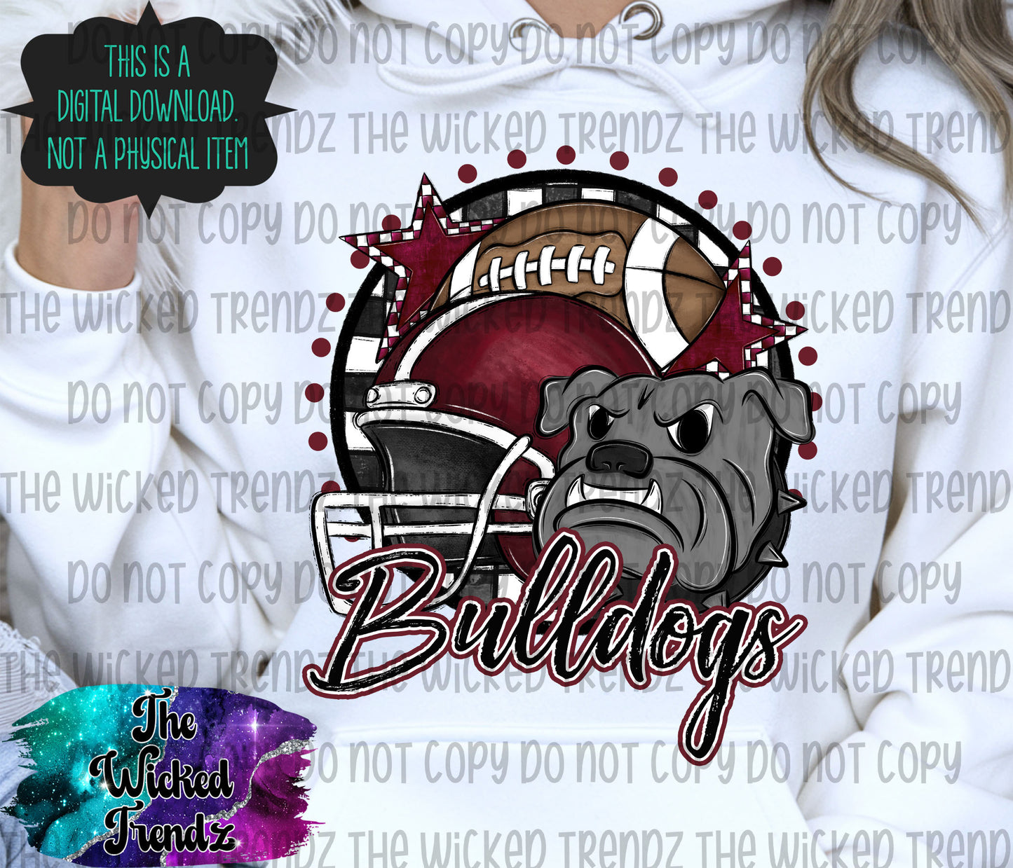 Maroon Bulldogs Football Mascot Digital Design