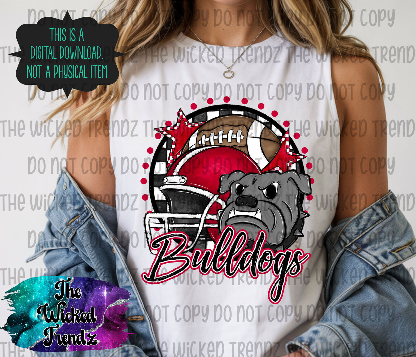 Red Bulldogs Football Mascot Digital Design