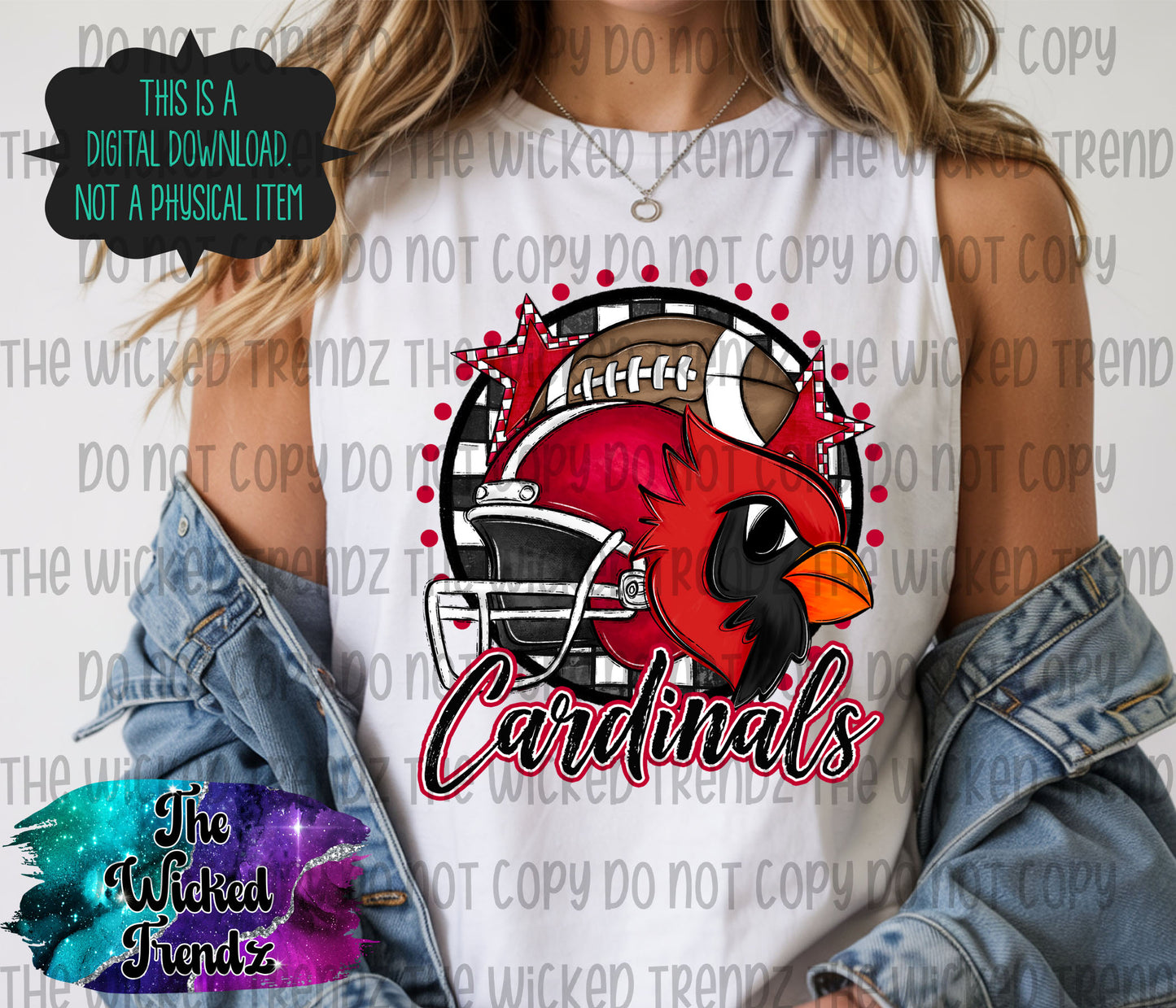 Red Cardinals Football Mascot Digital Design