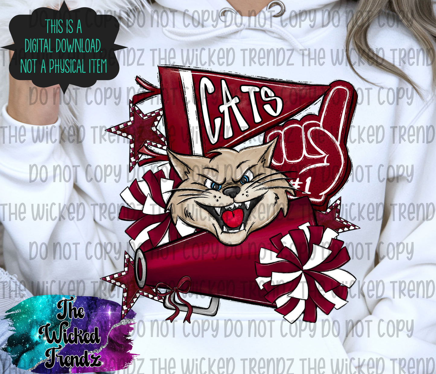 Cats Maroon Cheer Cheerleading Cheerleader Mascot Digital Design Spirit Shirt Design