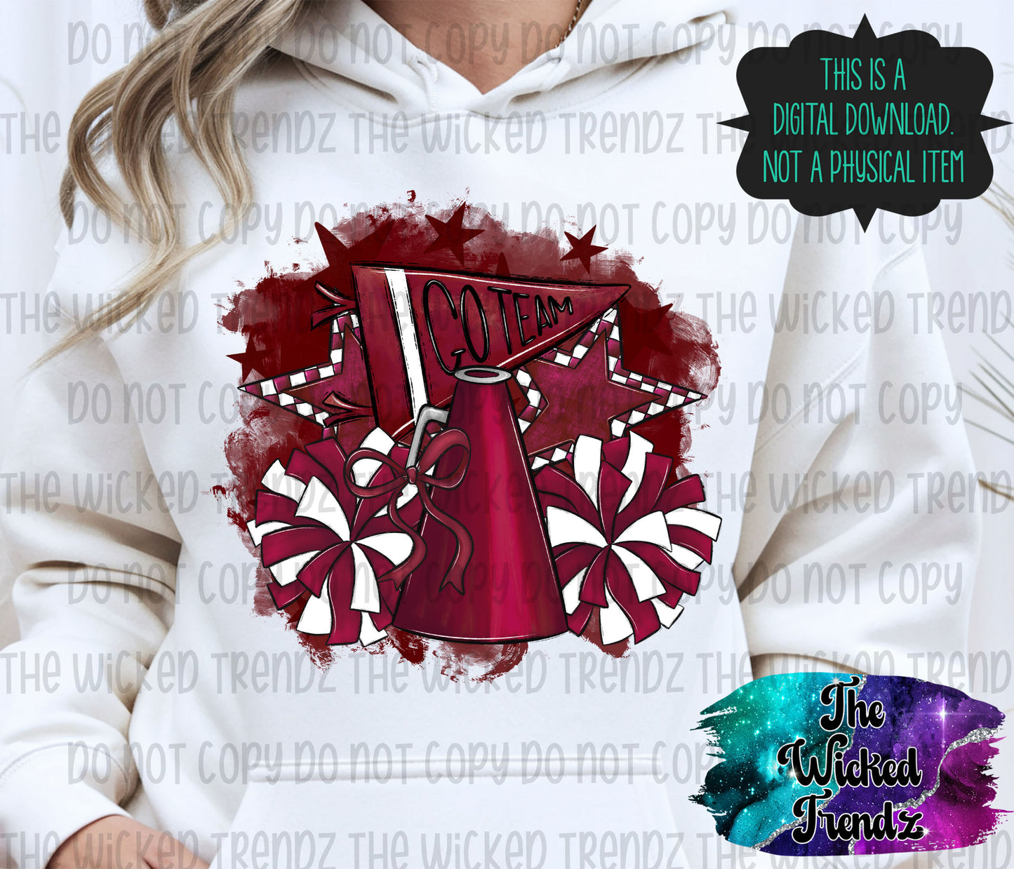 Maroon Cheer Cheerleading Cheerleader Digital Design Spirit Shirt Design
