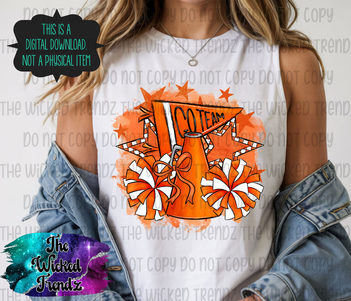 Orange Cheer Cheerleading Cheerleader Digital Design Spirit Shirt Design