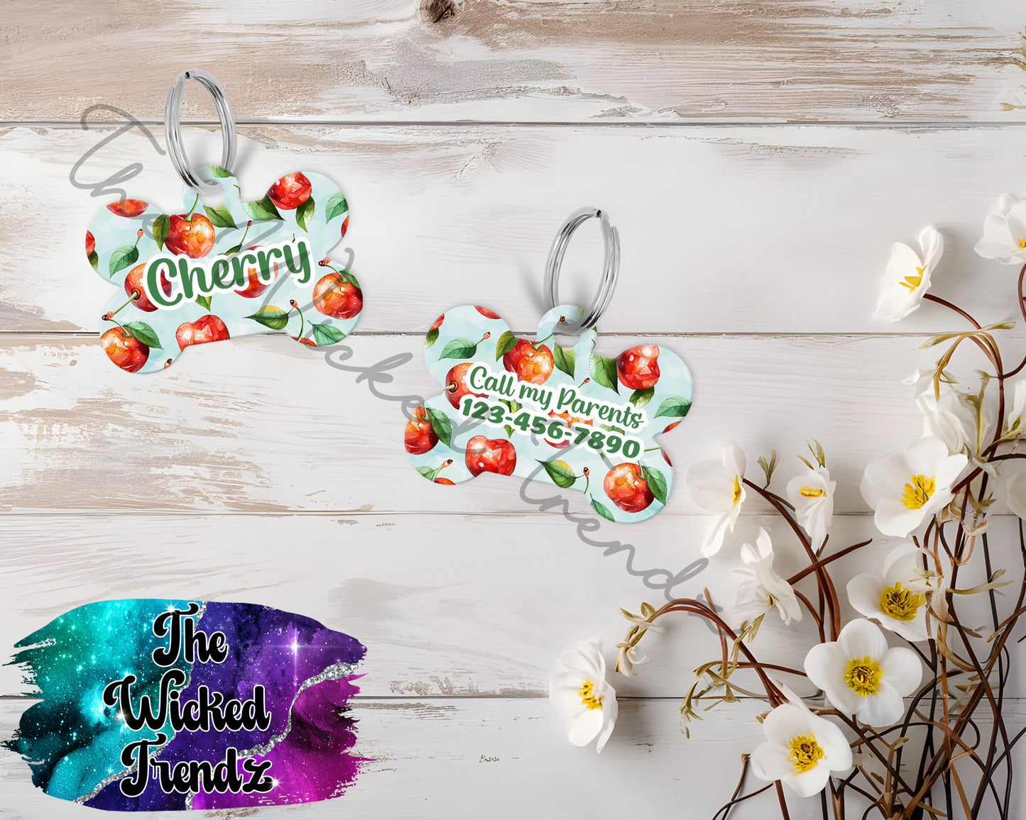 Cherry Cherries Fruit New Puppy Pet ID Dog Tag Personalized Custom Dog Name Phone Number