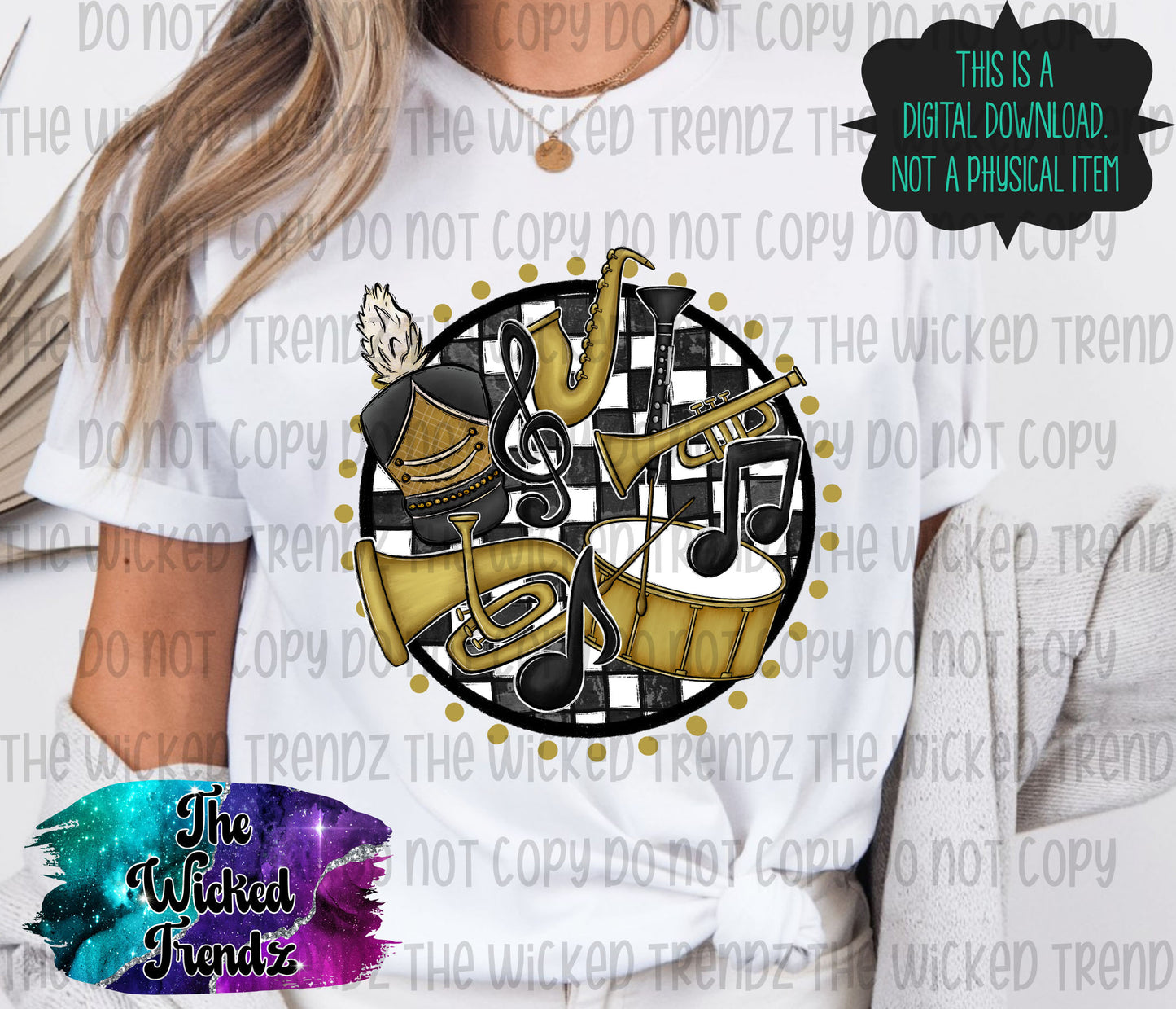 Marching Band Gold School Colors Mascot Digital Design