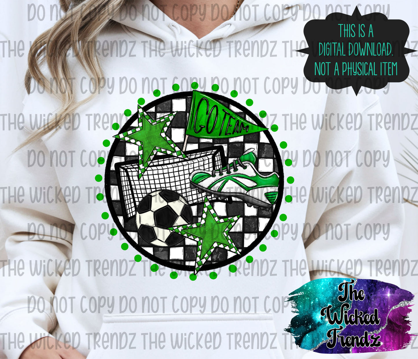 Soccer Team Green Colors Mascot Digital Design