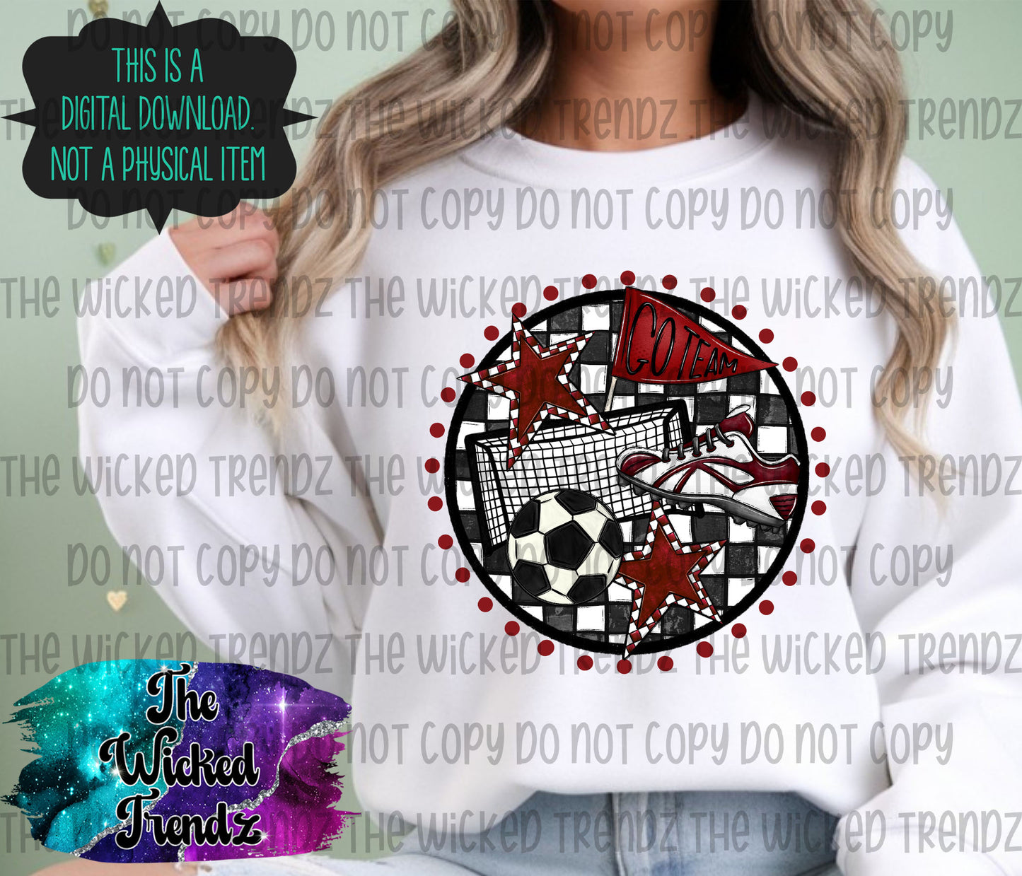 Soccer Team Maroon Colors Mascot Digital Design