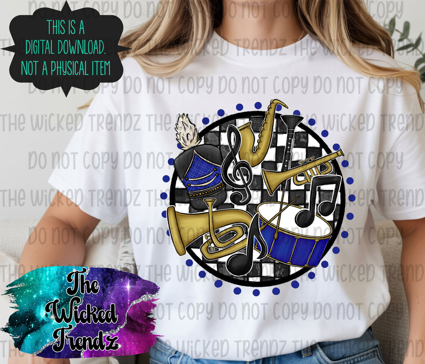 Marching Band Navy Blue School Colors Mascot Digital Design