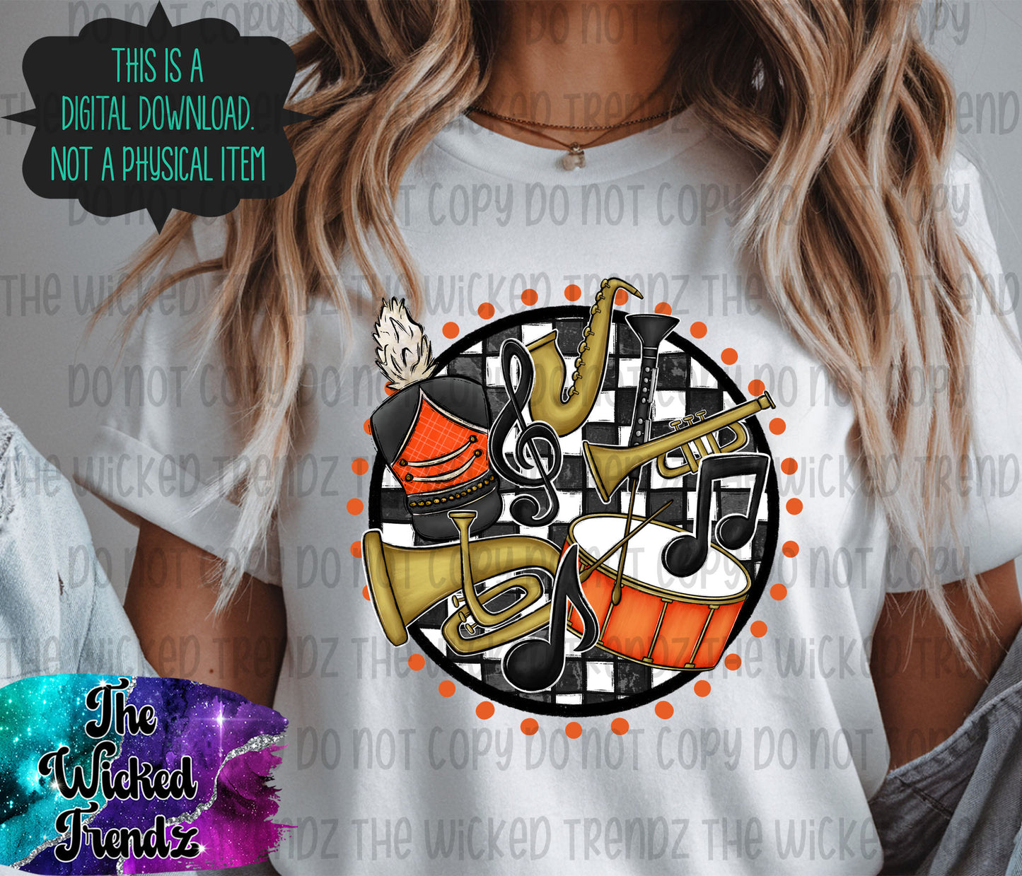 Marching Band Orange School Colors Mascot Digital Design