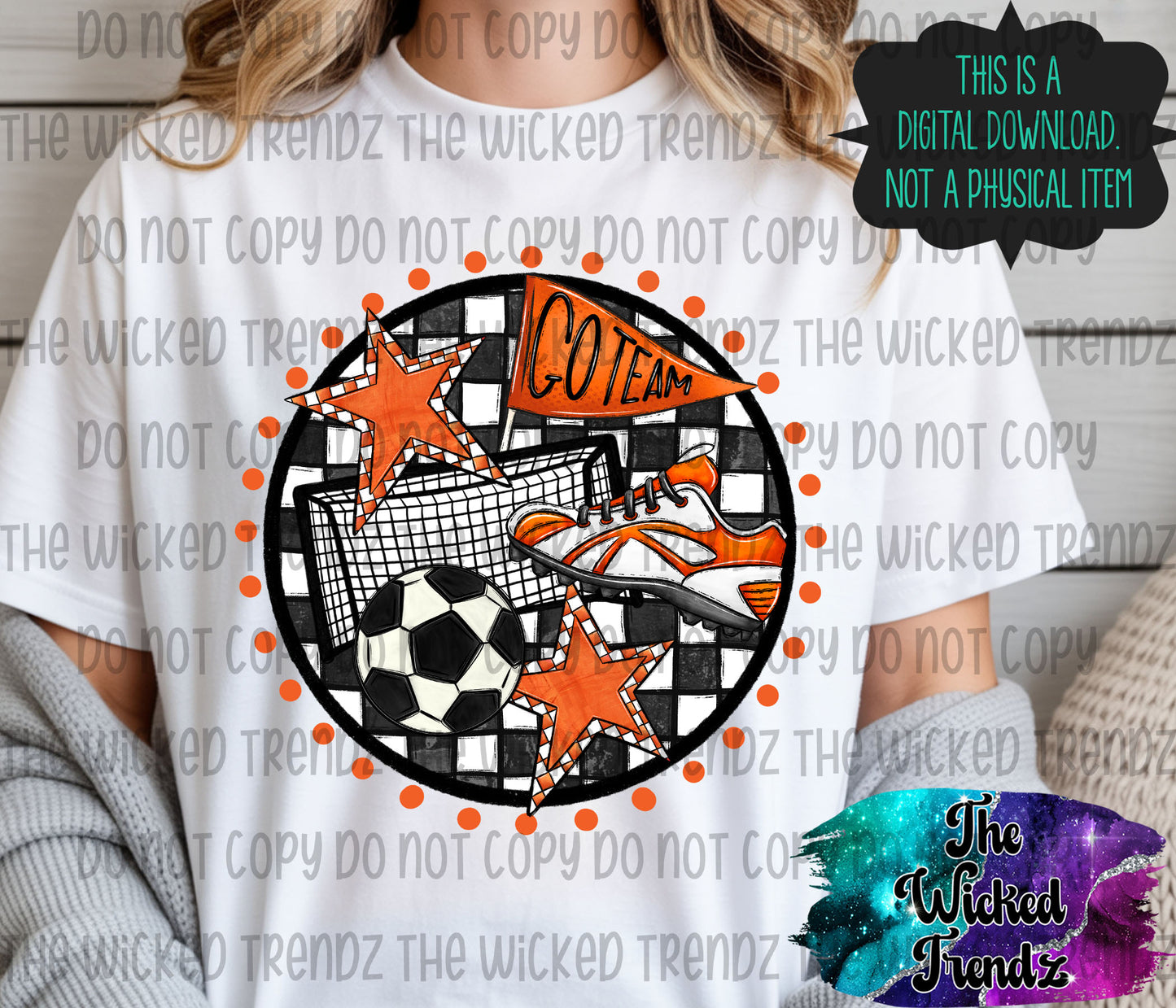 Soccer Team Orange Colors Mascot Digital Design