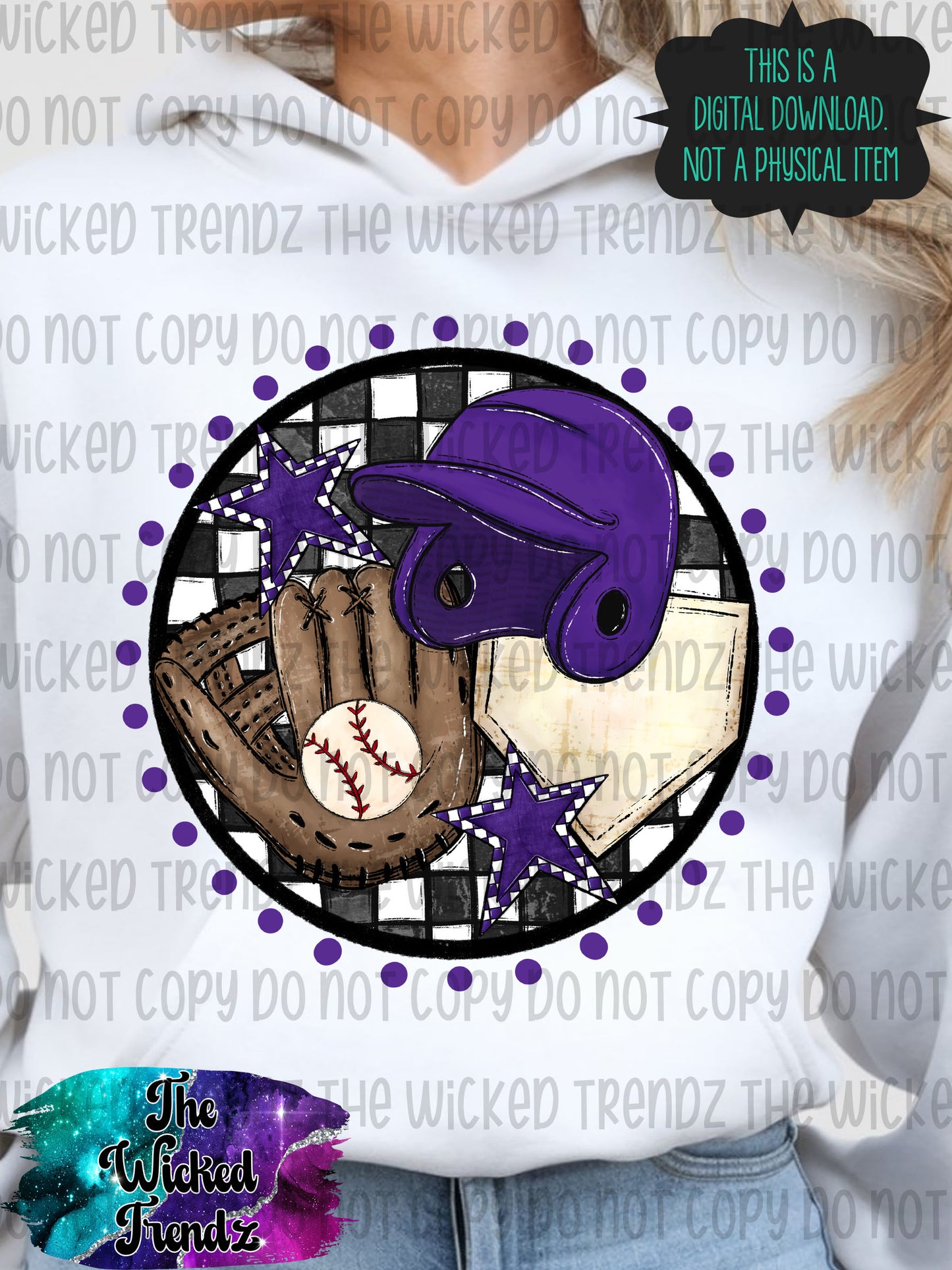Purple Baseball Team Baseball Mom Digital Design
